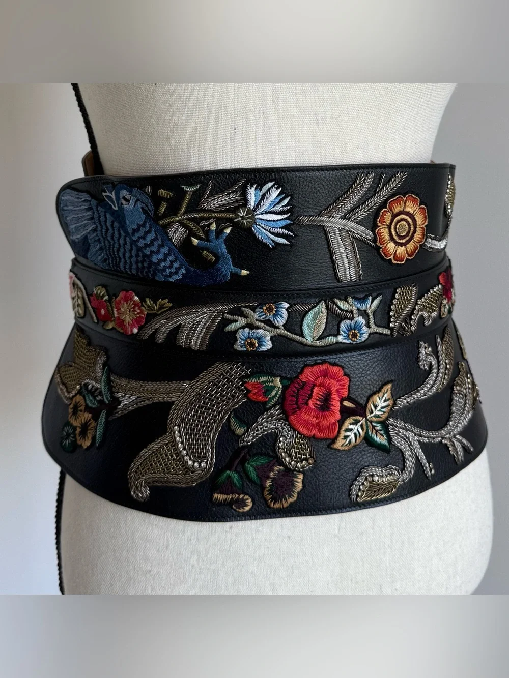 Alexander McQueen 2017 Embroidered Leather Corset Obi Belt - Runway Piece